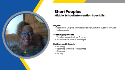 Headshot and written bio of a SmartStart employee who provide math intervention to middle school students.