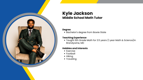 Headshot and written bio of a SmartStart High-Dosage math tutor.