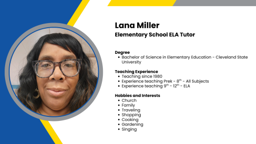 Image showing a SmartStart Education High-Dosage ELA tutor with their headshot and short written bio.