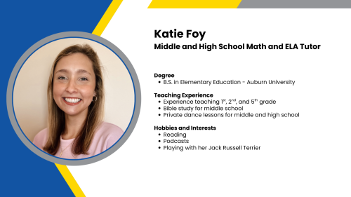 Image showing a SmartStart Education High-Dosage ELA and math tutor with their headshot and short written bio.