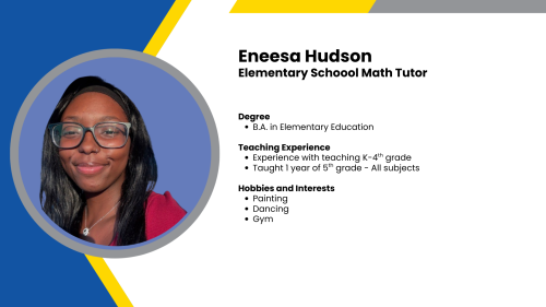 Image showing a SmartStart Education High-Dosage math tutor with their headshot and short written bio.
