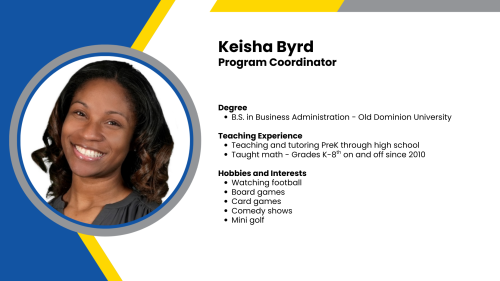 Image showing a SmartStart Education program coordinator with their headshot and short written bio.