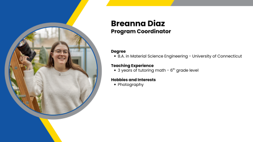 Image showing a SmartStart Education program coordinator with their headshot and short written bio.