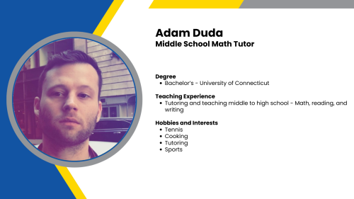 Image showing a SmartStart Education High-Dosage math tutor with their headshot and short written bio.