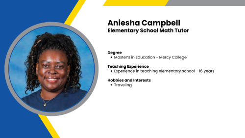 Image showing a SmartStart Education High-Dosage math tutor with their headshot and short written bio.