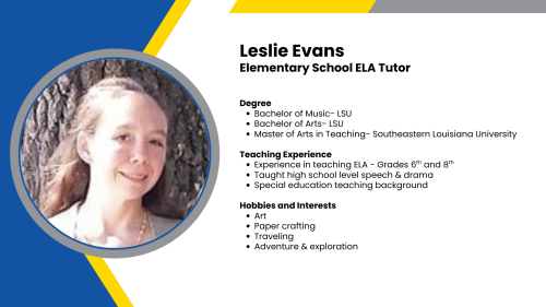 Image showing a SmartStart Education High-Dosage ELA tutor with their headshot and short written bio.