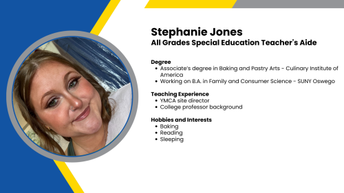 Image showing a SmartStart Education special education teacher’s aide with their headshot and short written bio.