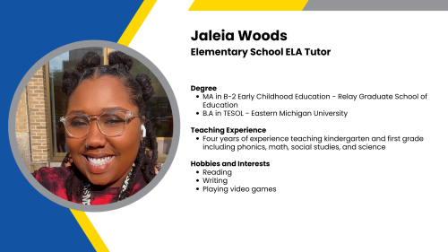 Image showing a SmartStart Education high-impact tutor with their headshot and short written bio.