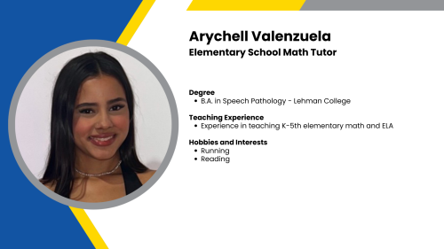 Image showing a SmartStart Education high-impact tutor with their headshot and a short written bio.