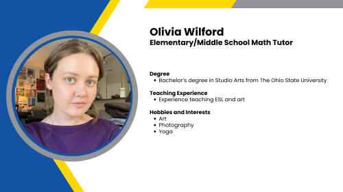 Headshot and written bio of a SmartStart High-Dosage math tutor.