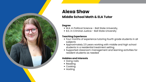 Image showing a SmartStart Education high-dosage tutor with their headshot and short written bio.