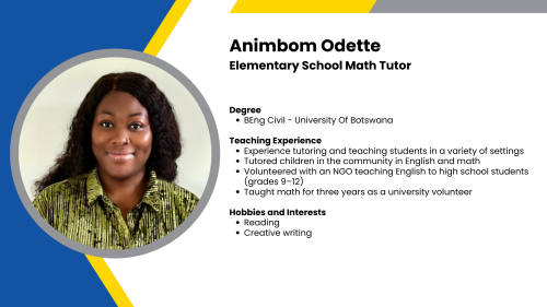 Image showing a SmartStart Education high-dosage tutor with their headshot and short written bio.