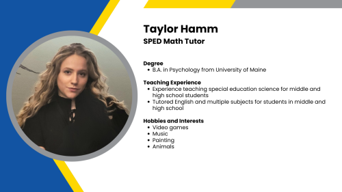 Image showing a SmartStart Education high-dosage tutor with their headshot and short written bio.