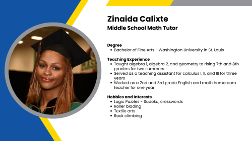 Image showing a SmartStart Education high-impact tutor with their headshot and a short written bio.
