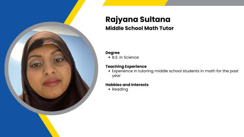 Image showing a SmartStart Education high-impact tutor with their headshot and short written bio.