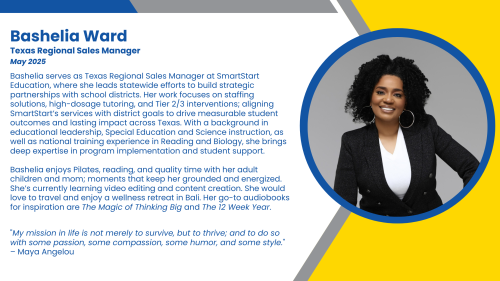 Headshot and bio of employee who forms new relationships with Texas districts and schools.