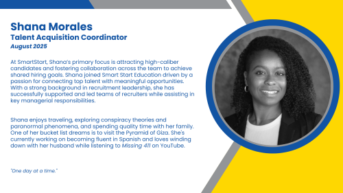 Headshot and written bio of employee who recruits ELA intervention high-dosage tutors and K-12 staff.