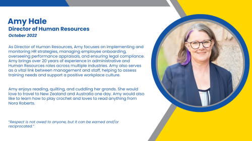 Headshot and written bio of employee who leads HR team and supports tutoring & K-12 staff employed by SmartStart Education.