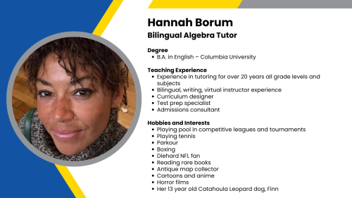 Image showing a SmartStart Education high-impact tutor with their headshot and short written bio.