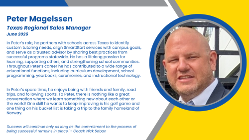 Headshot and written bio of employee who spearheads tutoring and staffing program expansion in Texas.