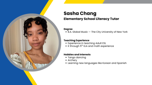 Image showing a SmartStart Education high-impact tutor with their headshot and short written bio.