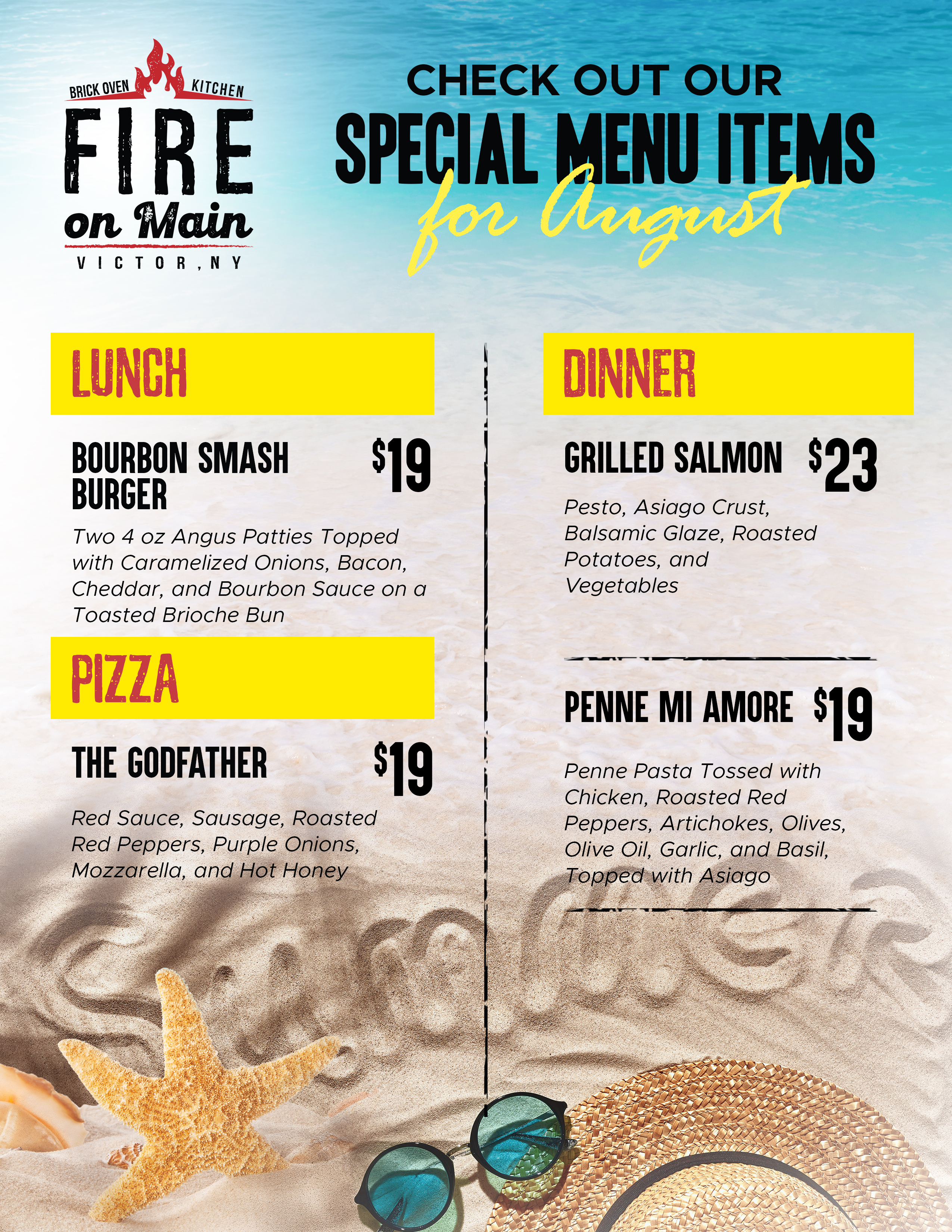 lunch dinner pizza and dessert specials