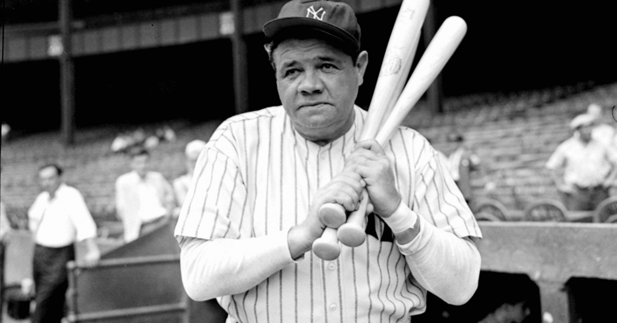 Babe Ruth In Baseball Batting Action by Bettmann