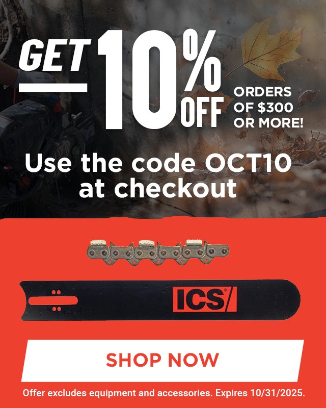 10 off orders of 300+ with code OCT10; excludes equipment; expires 10/31/2025.