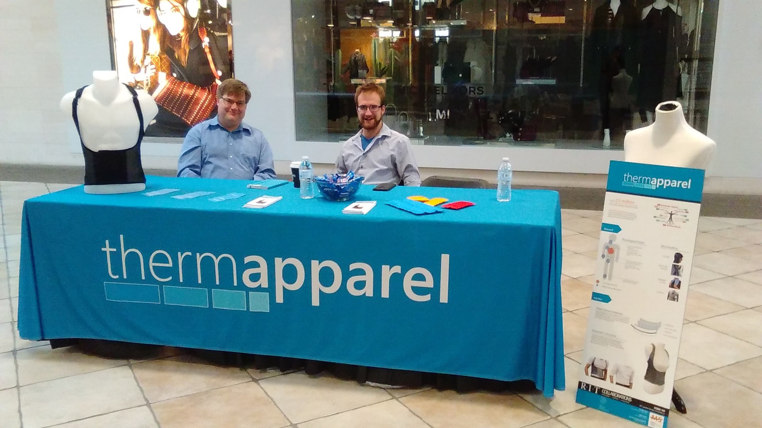  Kurtis Kracke (left) and Brad Dunn (right), tired but present at the Thermapparel table for WalkAbout. 