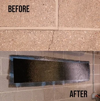 A before and after photo of a red brick wall with StablWall on it.