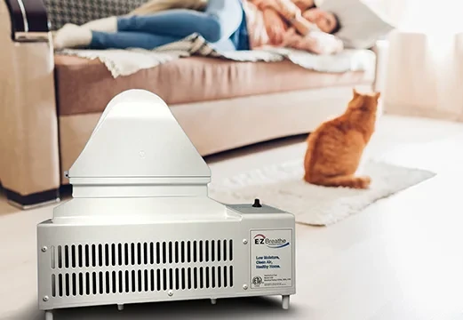 A picture of a house showing the EZ breeze system