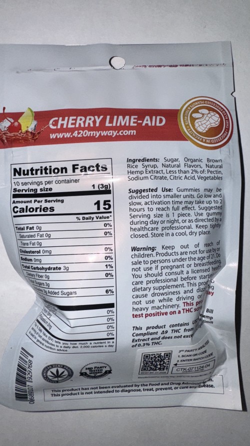 Wellness + Immune • Cherry Lime-Aid | 420 My Way, DELTA-9 THC + CBGa, CBDa, CBC, CBD Gummies