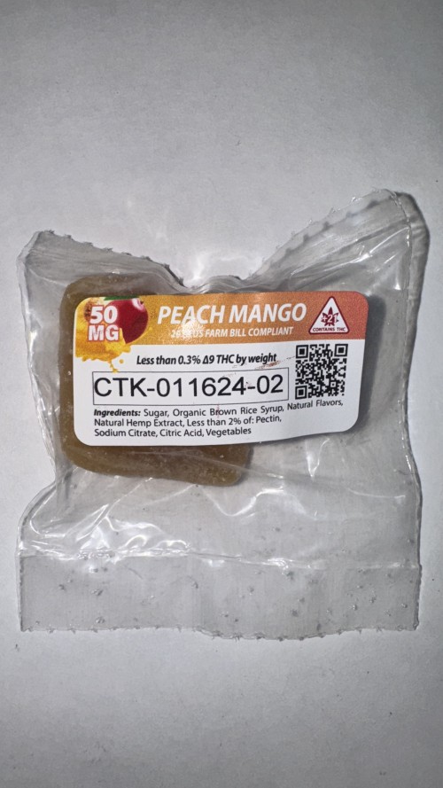 420 My Way™ | Peach Mango, 50 mg ∆9 THC Pyramid, Single Gummy