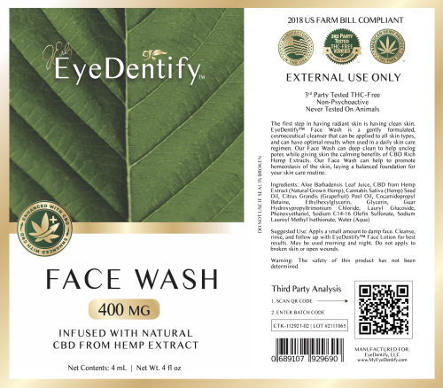 EyeDentify™ by J Early 400mg Natural Hemp Infused Face Wash | 400 mg