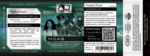 M.O.A.B. | 1500 mg Hemp Oil Tincture, 30mL