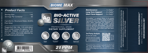 BiomeMax™ Bio-Active 99.99% Pure Colloidal Silver, 60 mL