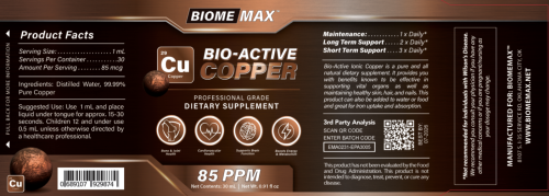BiomeMax™ Bio-Active 99.99% Pure Colloidal Copper, 30 mL