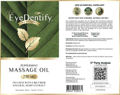 EyeDentify™ by J Early Natural Hemp Infused Massage Oil (Peppermint)