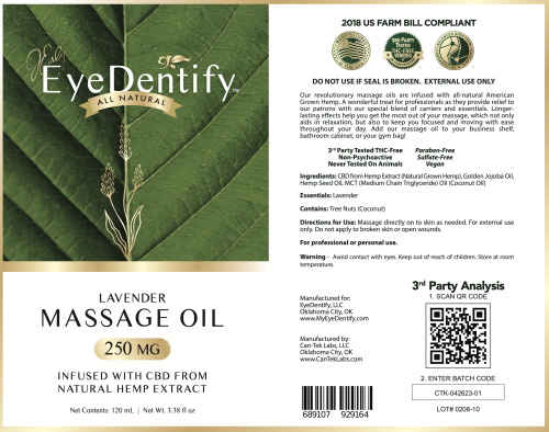 EyeDentify™ by J Early Natural Hemp Infused Massage Oil (Lavender)