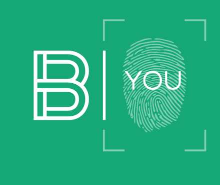 green letter b with fingerprint