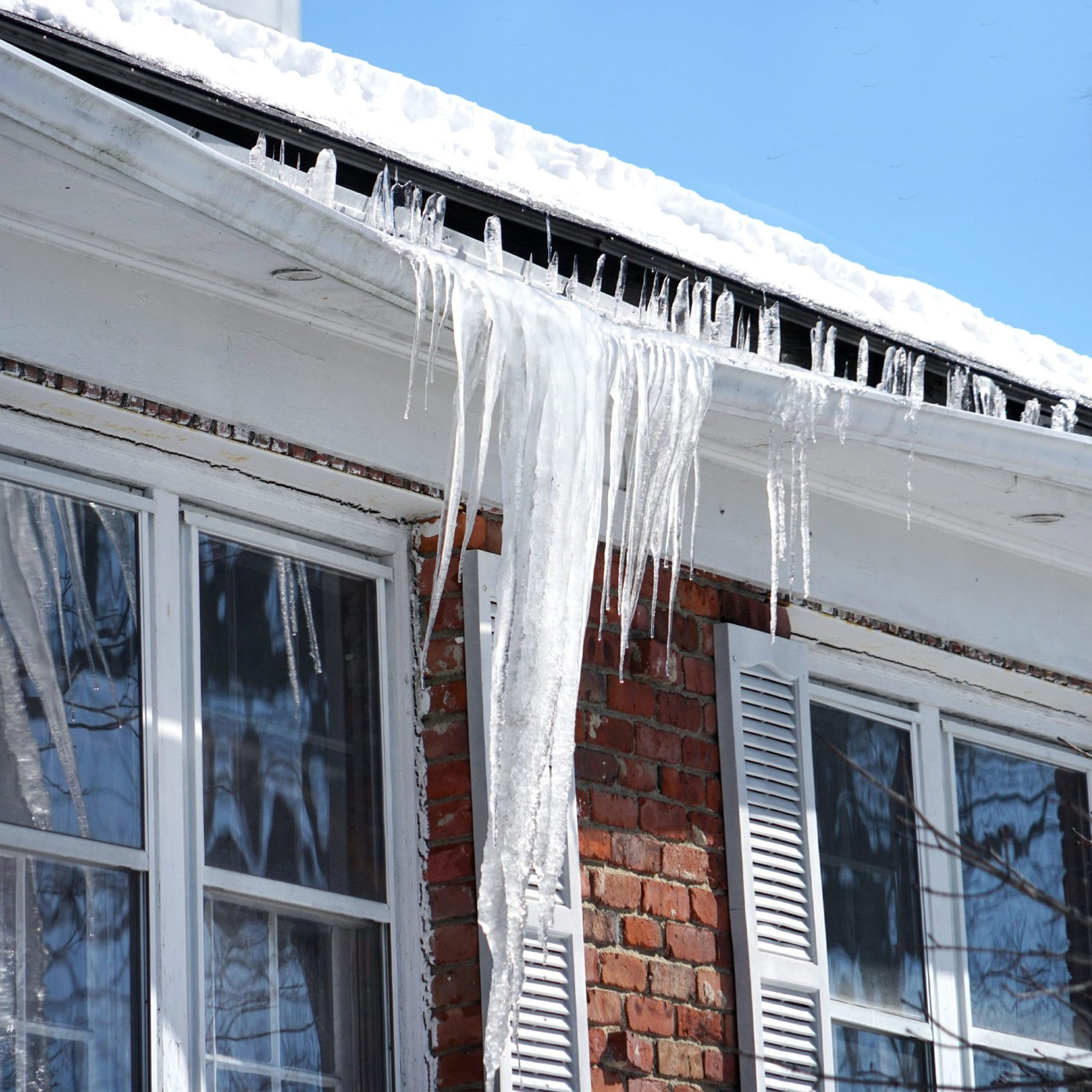 Large icicles hanging from gutter