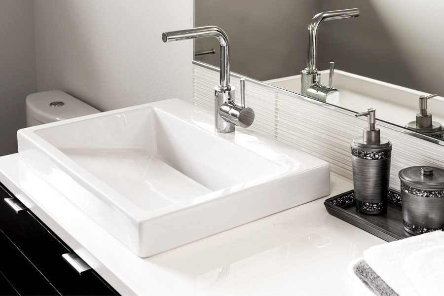 White bathroom sink and countertop