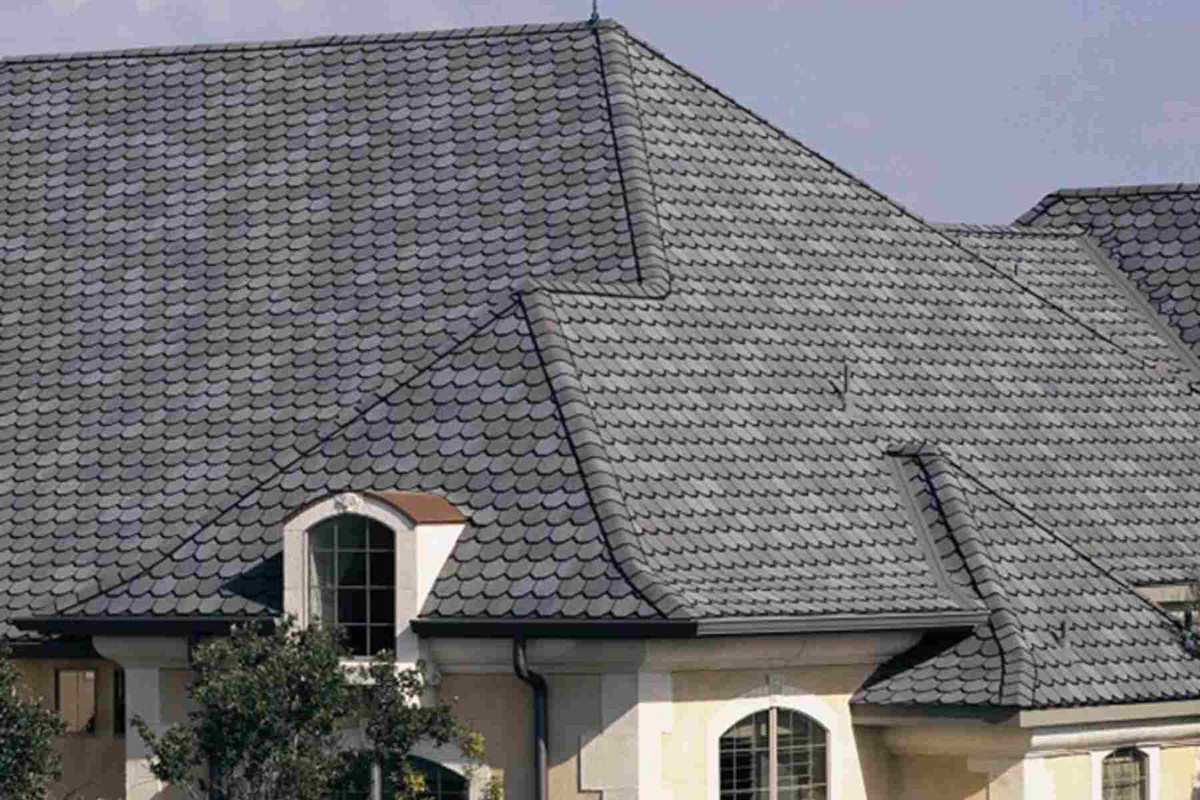 Close up image of roof with round shingles