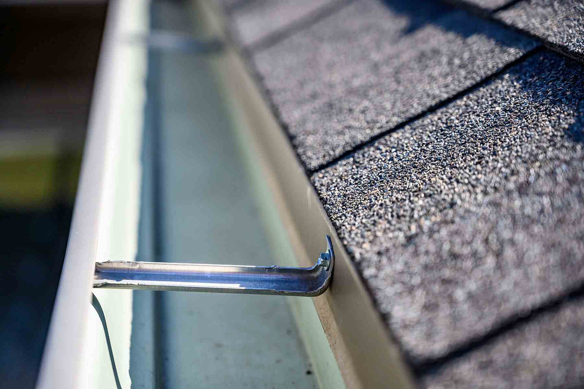 A close-up view of black roof shingles