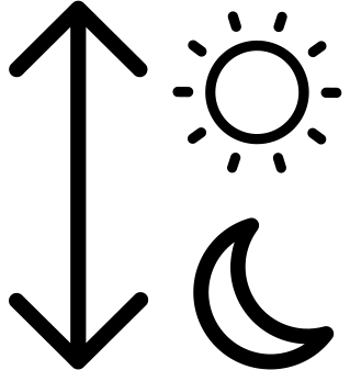 up and down arrow with up pointing to sun and down pointing to moon