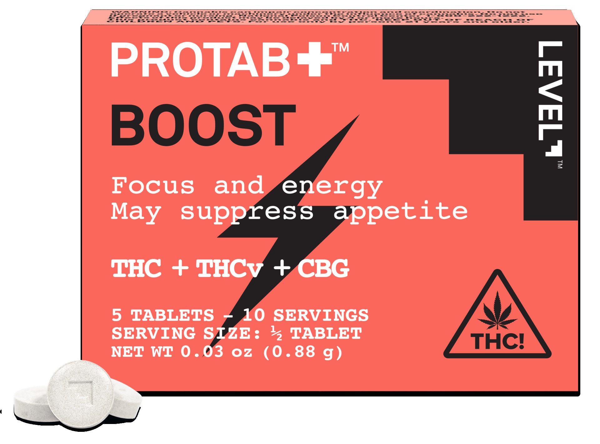 Level Protab Boost Tablets 5PK THC 20MG Edibles
