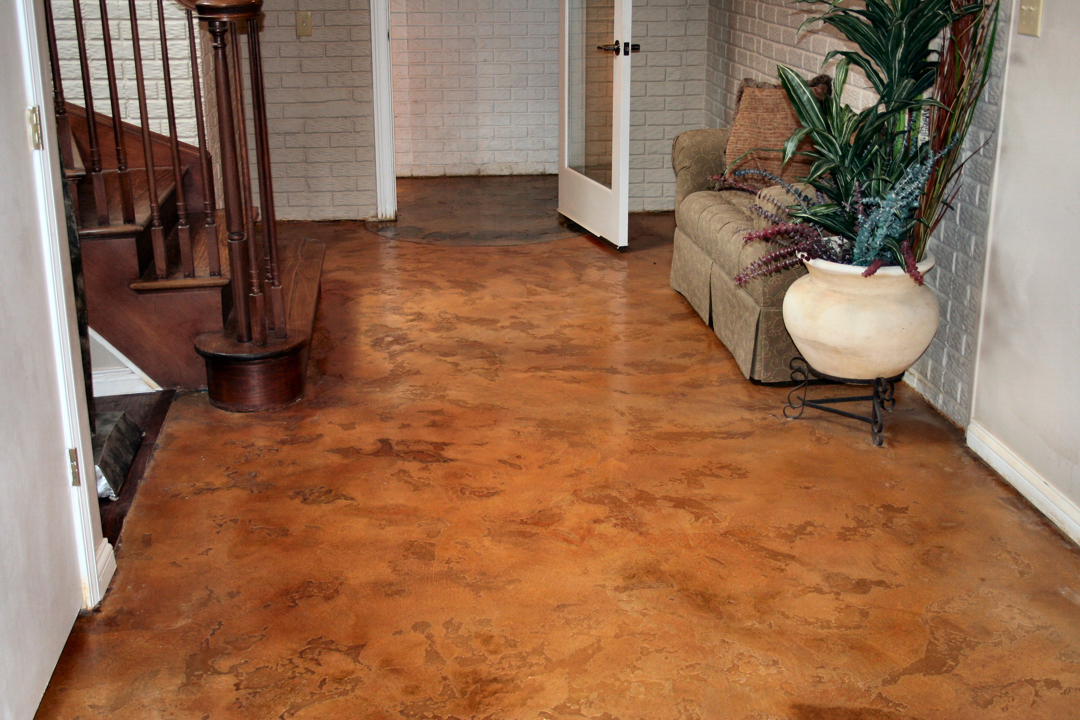 Concrete Staining Syracuse NY CNY Sealing   Basement Floor Tuscan Trowel Texture 