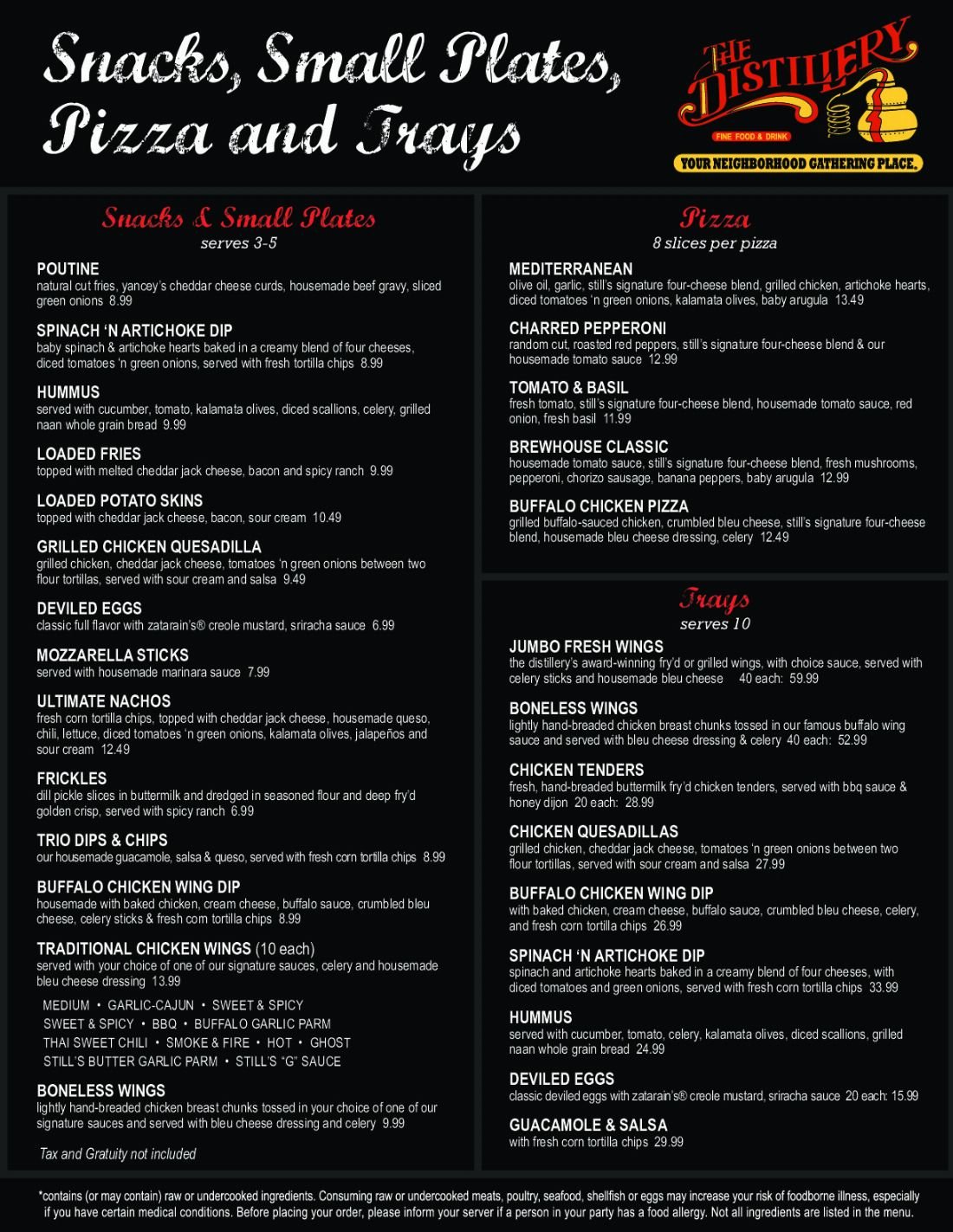 Group Dining Appetizers Menu The Distillery Restaurant