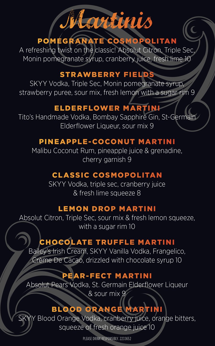 Martinis The Distillery Restaurant