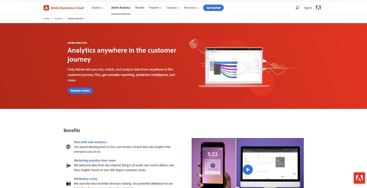 Adobe homepage: Analytics anywhere in the customer journey